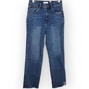 A Loves A Women's High Waist Straight Leg Cropped Jeans with Raw Hem size 27